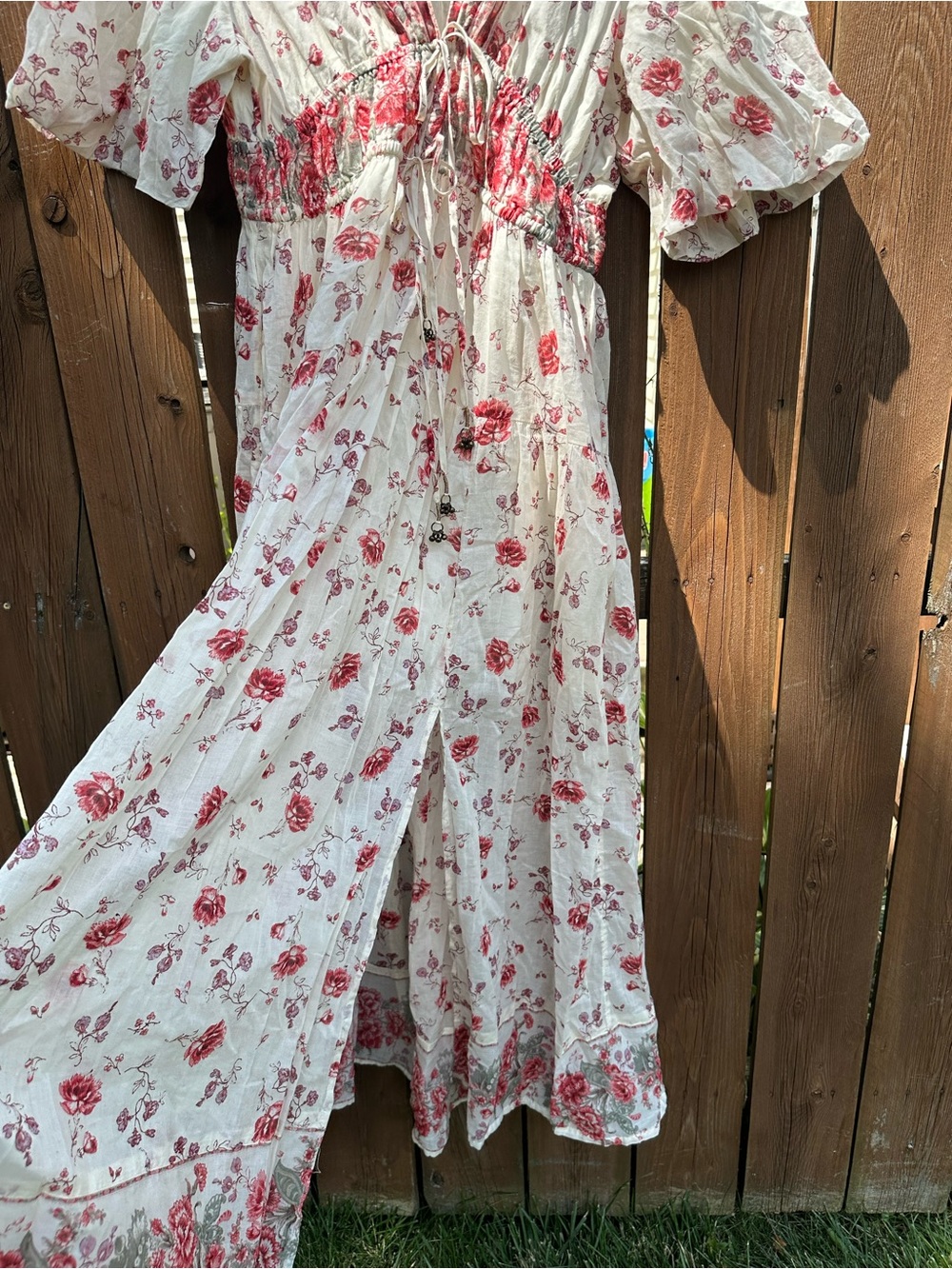 Free People Cream Maxi Dress with Pink Floral Print - Picture 5 of 7